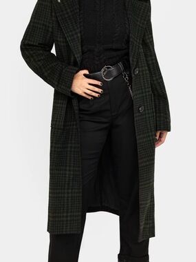 Disturbia Jackdaw Check Wool Blend Duster Coat size 10